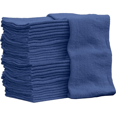 Nabob Wipers Auto Mechanic Shop Towels 100 Pack Shop Rags 100% Cotton Size 14"x14" Commercial Grade&nbsp;(100&nbsp;Pack,&nbsp;Blue)