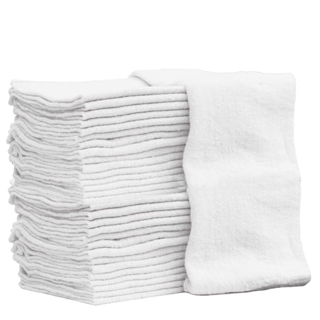 Nabob Wipers Auto Mechanic Shop Towels 50 Pack Shop Rags 100% Cotton Size 14"x14" Commercial Grade&nbsp;(50&nbsp;Pack,&nbsp;White)