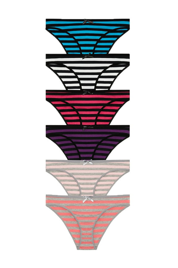 Bikini Striped Breathable Stretchy Panty (Women's) 6 Pack