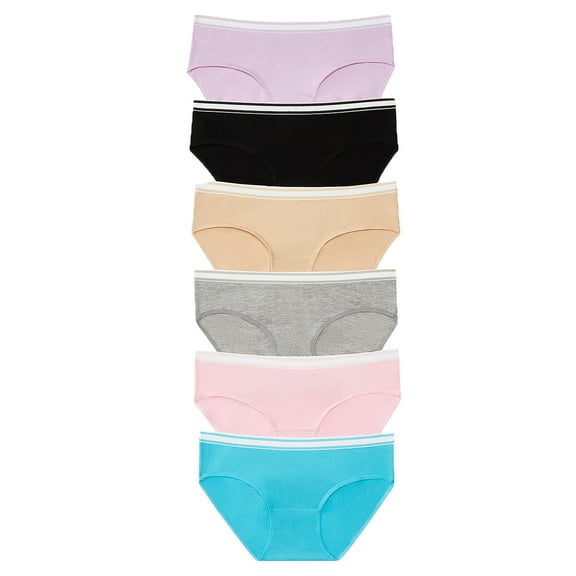 Nabtos Cotton Underwear Hipsters Sporty Panties for Women Breathable - Hipster Low Rise Ladies Teen Briefs, Breath Women's Hi-Cut Soft Stretch Underwear, Available in Multiple - Pack of 6