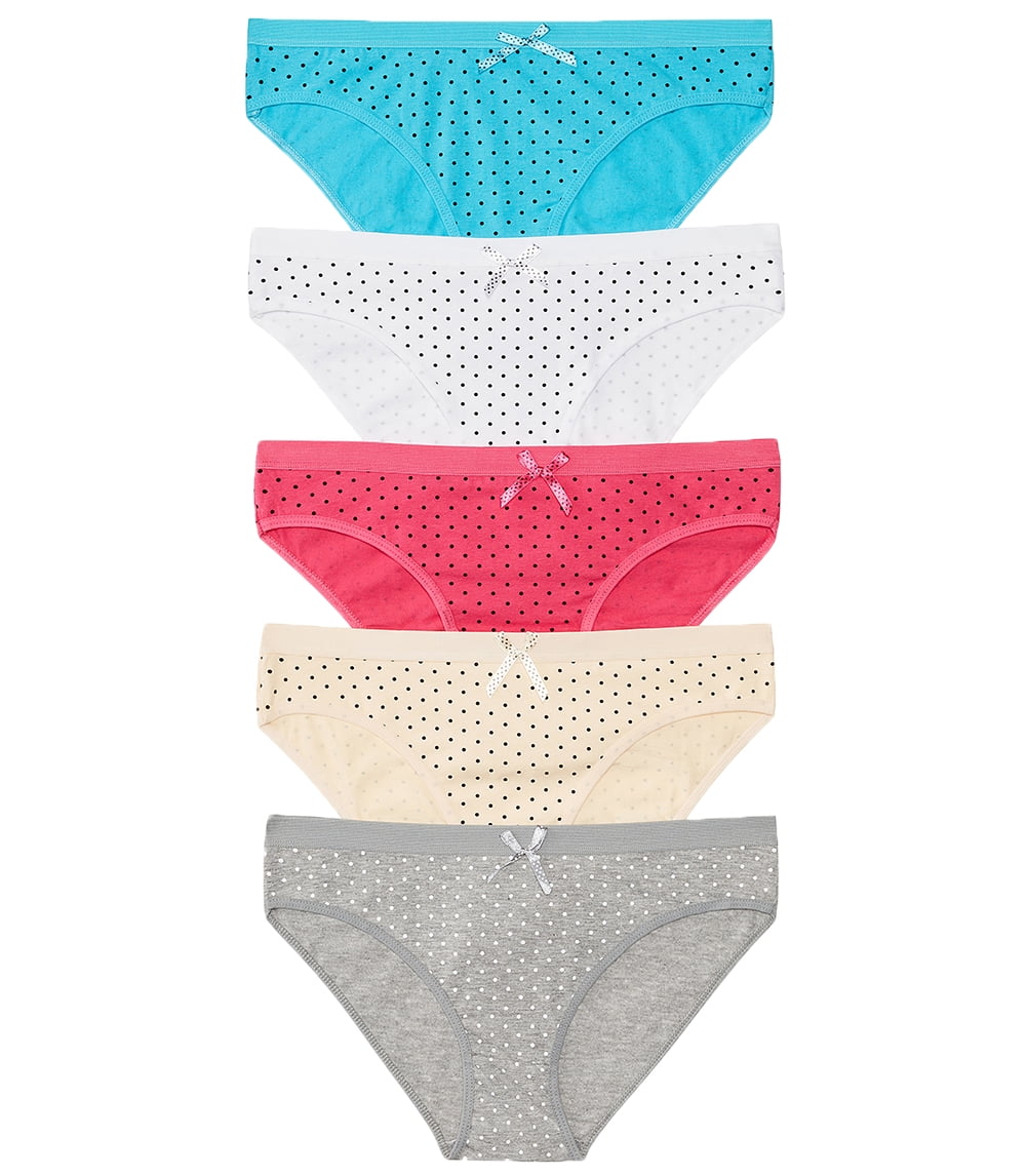 Nabtos Women's Cotton Basic Multipack Underwear, Bikini Polka Dot ...