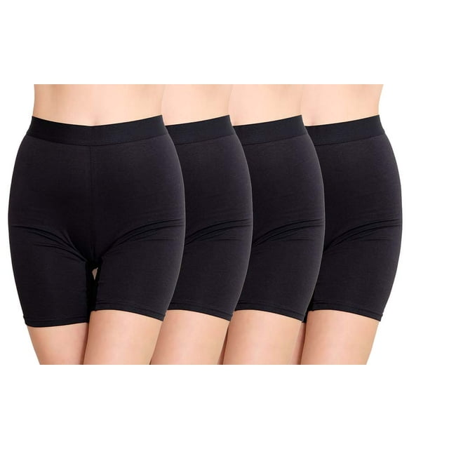 Nabtos Women Black Boyshort Briefs Underwear Pack of 4 Anti Chafing