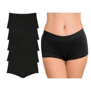 Nabtos Women Boyshort Boxers Briefs for ladies Cotton Underwear Black Seamless Panties 5 pack Medium