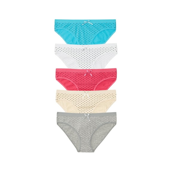 Nabtos Women Cotton Basic Female Underwear Bikini Polka Panties Pack 5