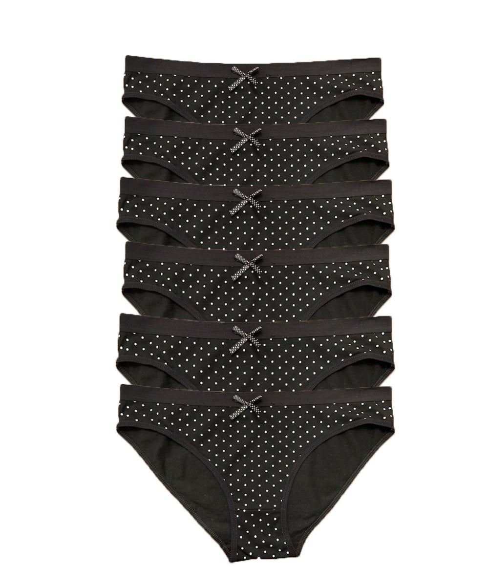 Nabtos Women Cotton Basic Underwear Bikini Polka Black Female Panties ...