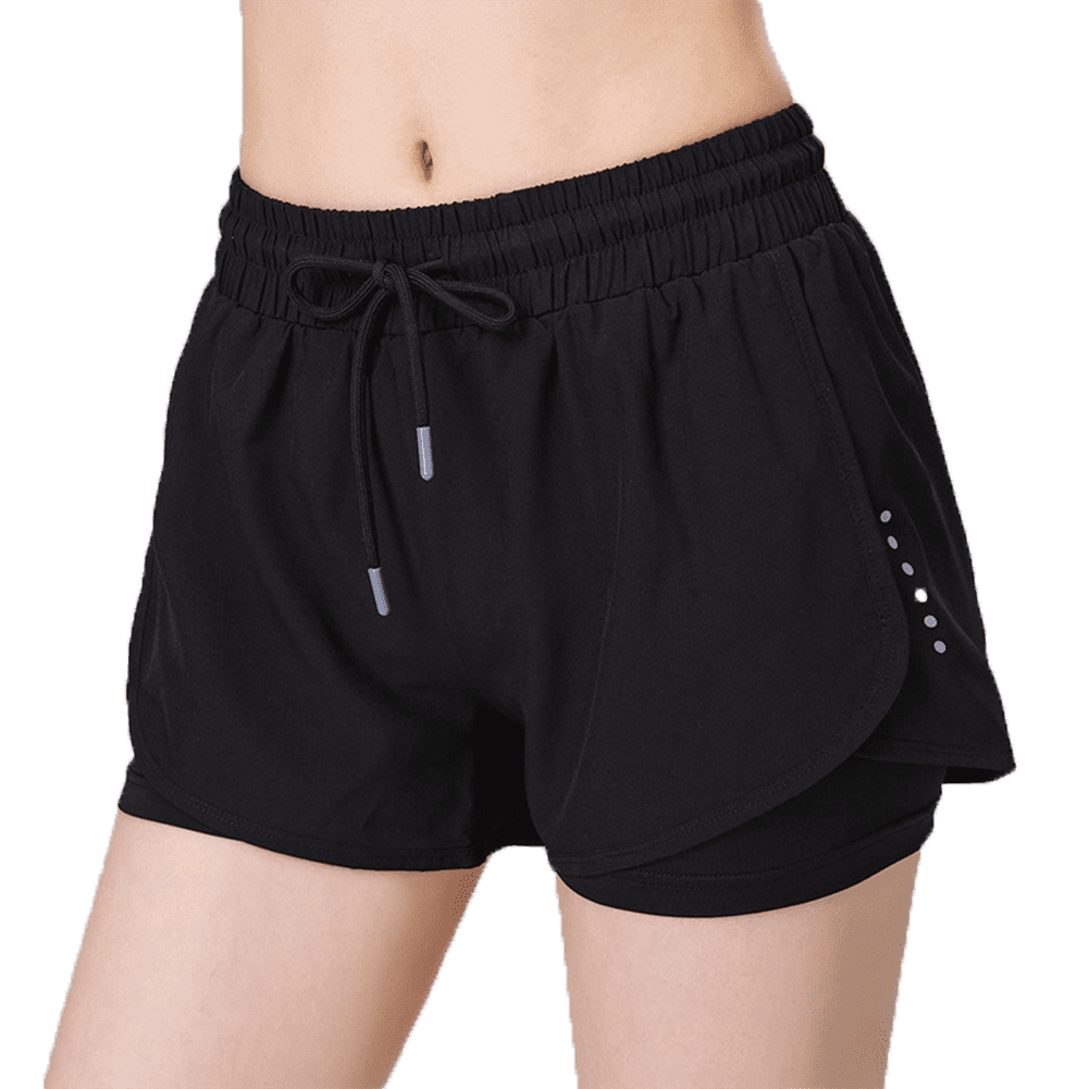 Nabtos Women Workout Running Yoga Fitness Gym Shorts Side Inner pockets Navy