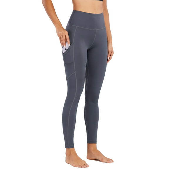 Nabtos Women Full Length Female Pants Activewear Yoga Gray Leggings W/ Pockets