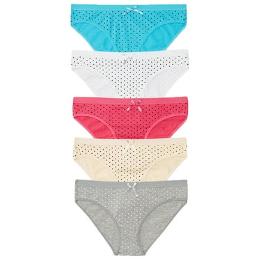 Nabtos Women Plus Cotton Basic Underwear Bikini Polka Female Panties Pack 5