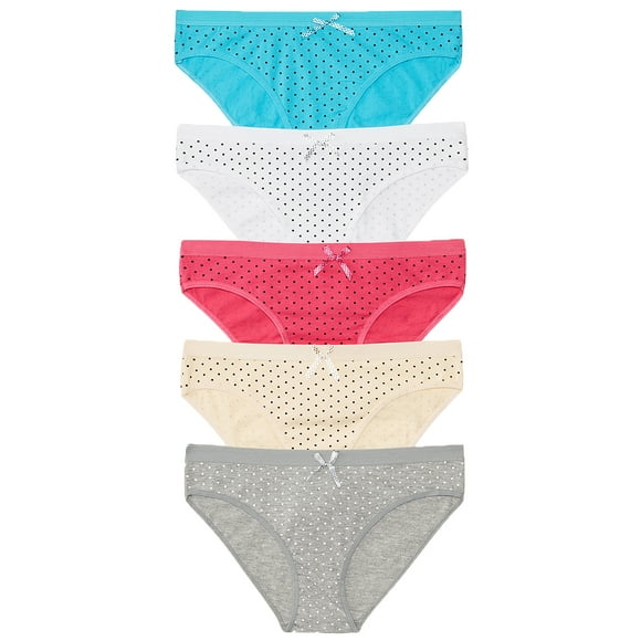 Women Plus Cotton Basic Underwear Bikini Polka Female Panties Pack 5