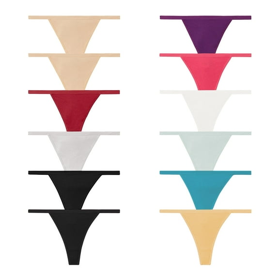 Nabtos Women Underwear String Cotton Thongs Panties for Women 12 Pack Medium