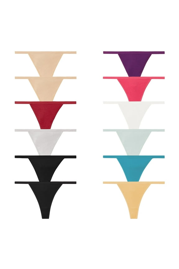 Women Underwear String Cotton Thongs Panties for Women 12 Pack Medium