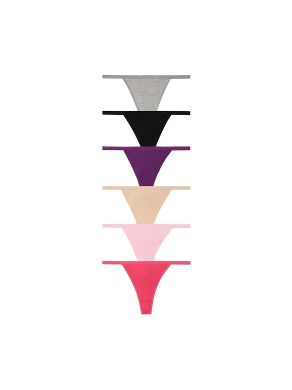 Women Underwear String Cotton Thongs Panties for Women 6 Pack Medium
