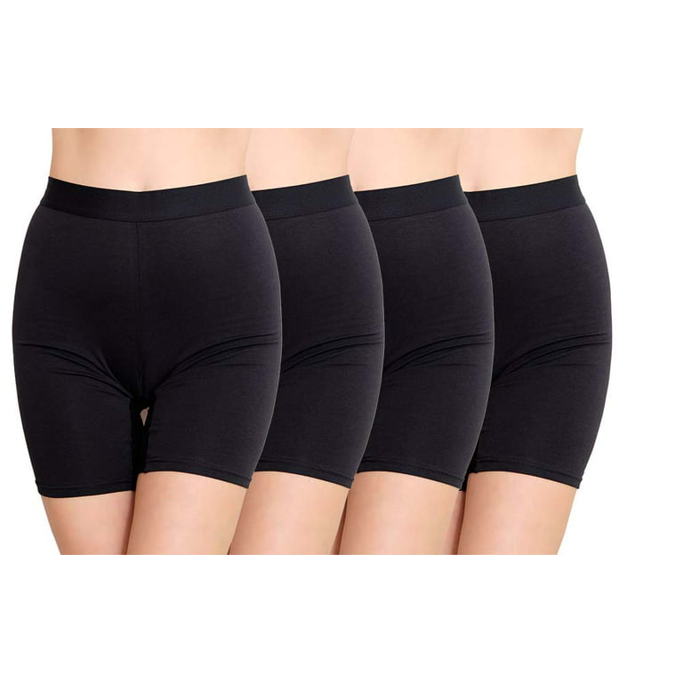 Nabtos Women's Plus Black Boyshort Briefs Underwear Pack of 4 Anti Chafing  Female Boxers Long Leg Women's Boy Panties Slip Short Under Dresses Comfy