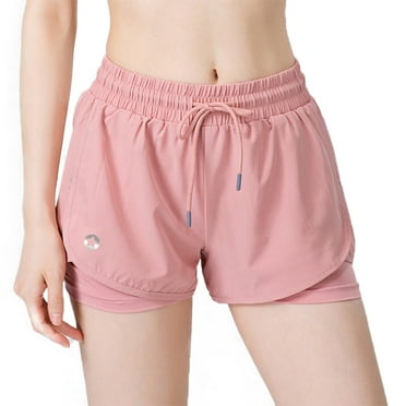 Nabtos Women's Plus Female Activewear Running Yoga Shorts Side Inner Pocket