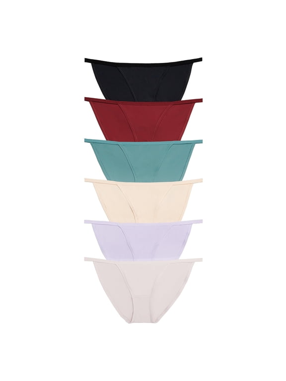Women's Plus String Bikini Panties Nylon Sports Silky Underwear Low Rise Cotton Liner Pack 6