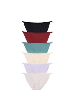 Women's String Bikini Panties Nylon Sports Silky Underwear Low Rise Cotton Liner 6 Pack M