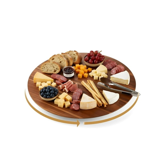 Nabytok 16" Acacia Wood Lazy Susan, Wood Turntable Organizer, Tray for Cabinet, Pantry, Countertop, Table Organization, Durable, Sturdy and Easy to Clean