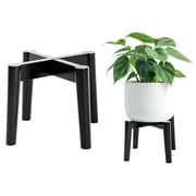 Nabytok Wood 11.8"   13.8" Plant Stand Indoor Outdoor, Wooden Single Floor Plant Pot Holder, Natural Plant Stand, Assembly Required Excluding Potted Plants White