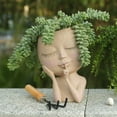 thumbnail image 1 of Nacams Face Planters Pots Unique Face Flower Pot for Indoor Outdoor Plants Resin Head Planter with Drainage Hole Cute Lady face Plant Pots Closed Eyes (Light), 1 of 5
