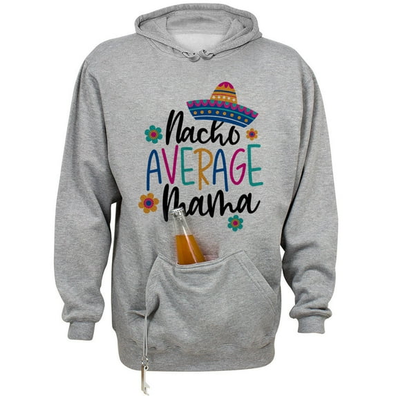 Nacho Average Mama Beer Holder Tailgate Hoodie Sweatshirt Unisex Large Oxford