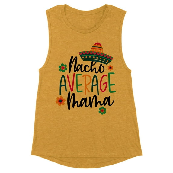 Nacho Average Mama Women's Muscle Tank X-Large Antique Gold