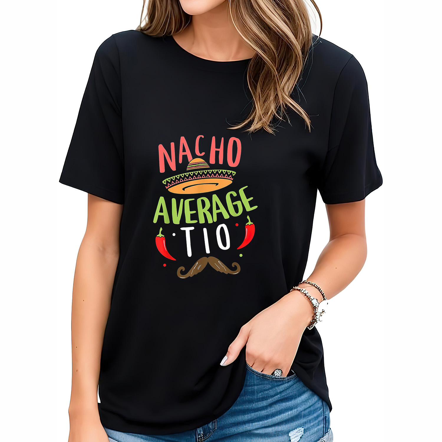 Nacho Average Tio Mexican Mustache Cinco de Mayo T-Shirt - Walmart.com