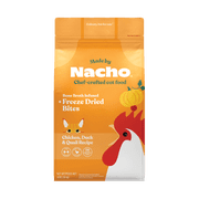 Made by Nacho Dry Cat Kibble with Freeze Dried Raw Chicken Livers Pieces, Cage-Free Chicken, Duck & Quail Recipe, High Protein and Grain Friendly Premium Cat Fo