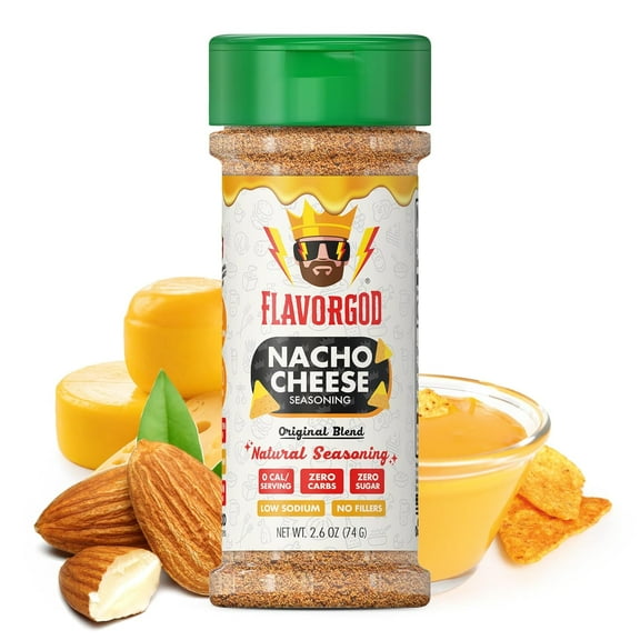 Nacho Cheese Seasoning Mix by Flavor God - Premium All Natural & Healthy Spice Blend for Chicken, Nachos, Dips, Chicken Nuggets, Salad, Pizza, Tacos, & Pasta - Kosher, Dairy-Free, Glute