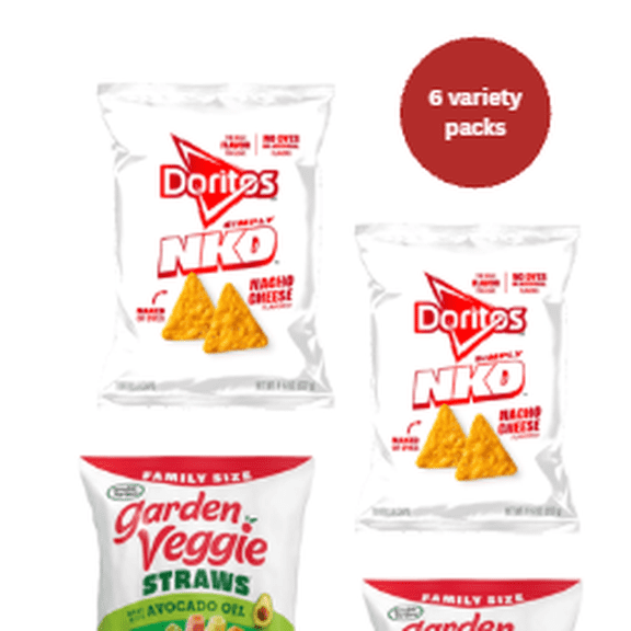 Nacho Cheese Tortilla Chips & Garden Veggie Straws Variety Pack, 6 Bags Total No Dyes, No Artificial Flavors, Made with Avocado Oil, Sea Salt, 9.25 oz & 13 oz Bags