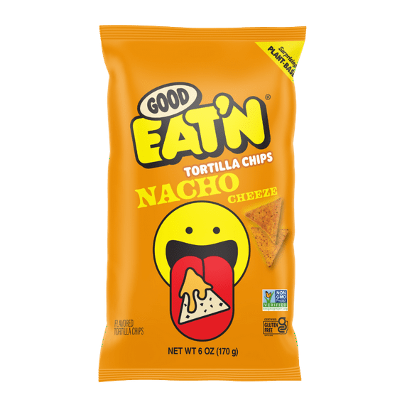 Good Eat'n Big Nacho Cheeze Tortilla Chips, Non-GMO Corn Snack, Gluten-Free, Vegan, 6oz