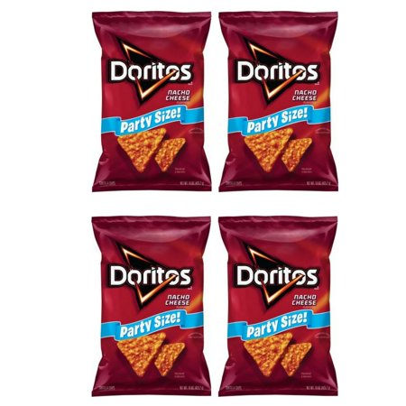 Nacho Flavored Tortilla Chips, Party Size! (15 Ounce) (4 PACK)