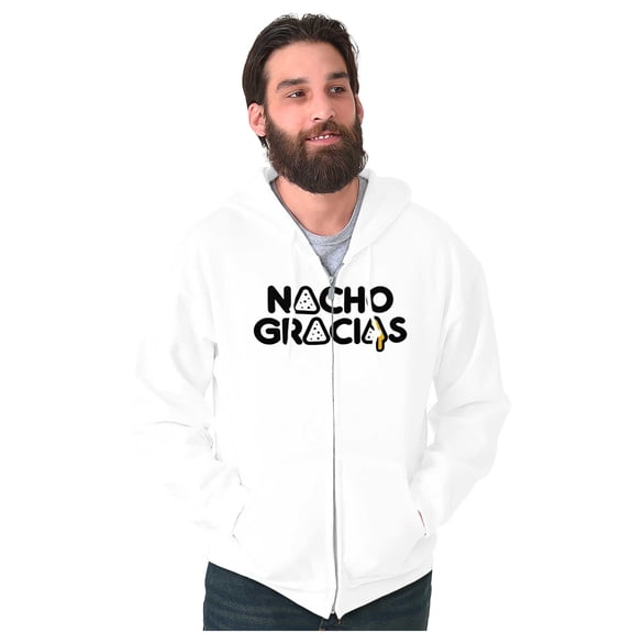 Nacho Gracias Foodie Food Lover Gym Zip Up Hoodie Men's Women's Brisco Brands L
