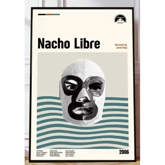 Nacho Libre Jack Black Mid Century Art Retro Poster , Poster Print Only