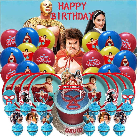 Nacho Libre Party Decor Plates Cake Topper Balloons Supplies Decorations Tableware Banner Backdrop