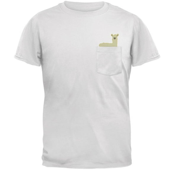 Nacho Llama Funny Pocket Pet Mens Pocket T Shirt White 2XL
