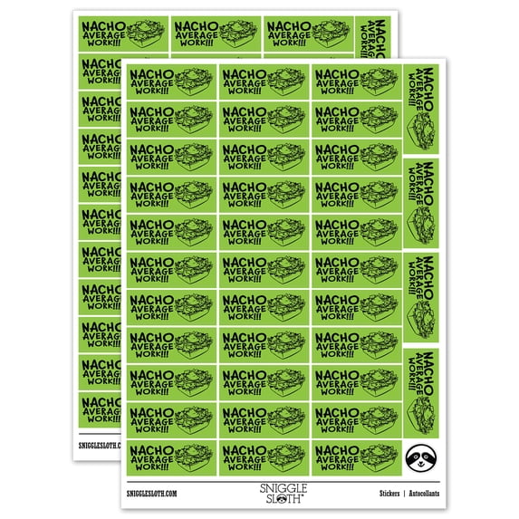 Nacho Not Your Average Work Teacher Student School Sticker Set - Light Green - Gloss Finish - 1.5" Small