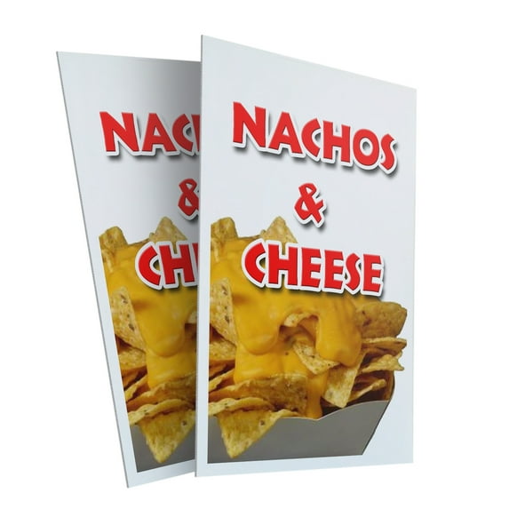 Nachos & Cheese (2-PACK) 24" x 36" Plastic Signs | Sign Insert 4mm Corrugated Plastic Signs Storefront Window Poster