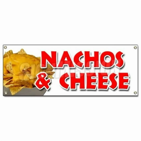 Nachos & Cheese Banner Sign - Snack Melted Mexican Food Tacos Tex Mex