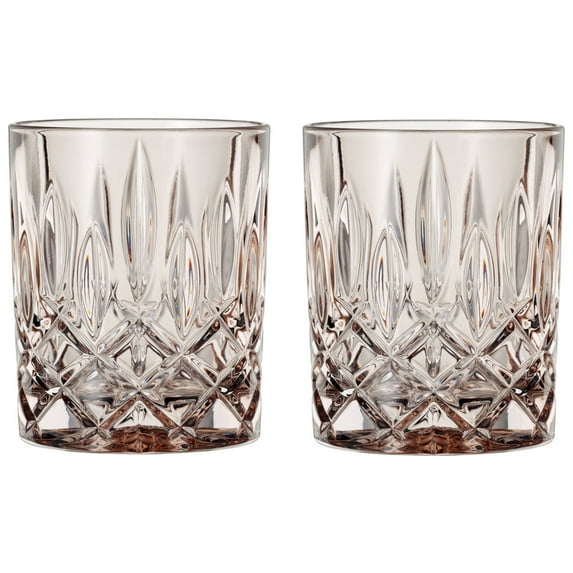 Nachtmann Noblesse 10.4-ounce Whiskey Glasses (Set of 2) - 4" Crystal Bourbon Tumblers with Diamond Detailing, Dishwasher Safe Barware for Drinks & Cocktails - Modern Bar Collection & Gift (Taupe)