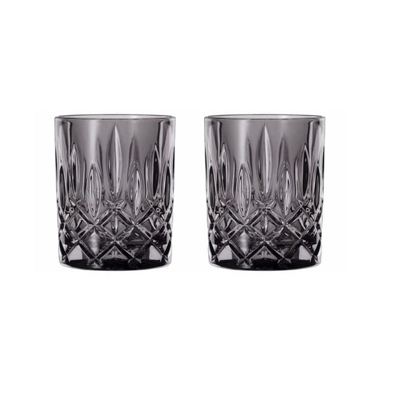Nachtmann Noblesse 10.4oz Whiskey Tumbler (Set of 2) - Elegant 4" Crystal Glassware Collection - Heavy Bottom with Laser-Cut Rim, Diamond Pattern, Dishwasher Safe - Ideal for Bourbon & Whiskey (Smoke)