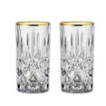 thumbnail image 1 of Nachtmann Noblesse Gold Collection Crystal Long Drink Glasses, Set of 2, Gold Rimmed, Crystal Cut Design Glass, For Cocktails or Any Beverages, 6 Inch, 12.7 Ounces, 1 of 7