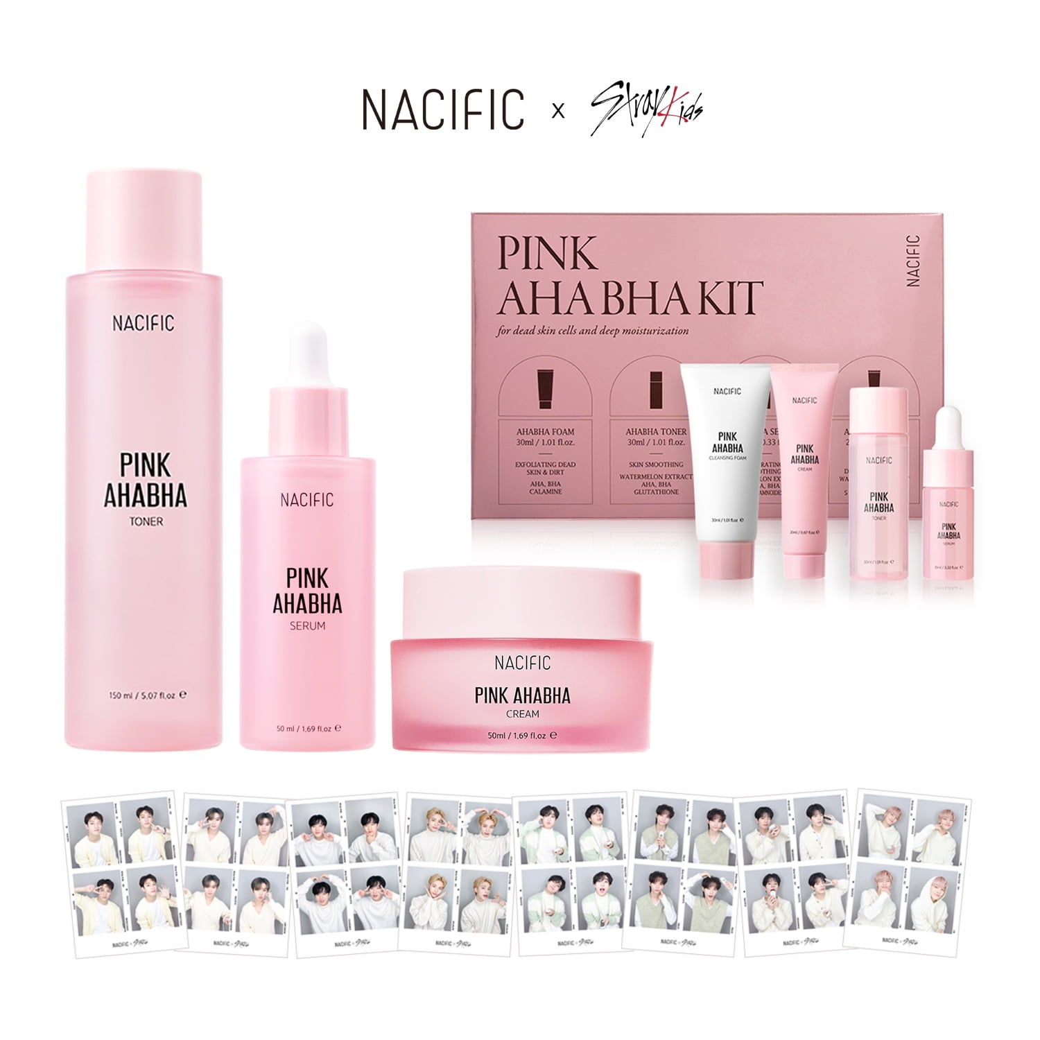 Nacific Pink AHA BHA 4-Piece Skincare Set with Watermelon