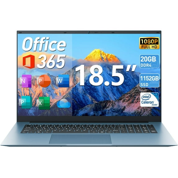 Naclud 18.5" Windows 11 Laptop 4GB DDR4 128GB ROM Computer, 4 Core Celeron N5095, 1yr Free Office 365 Subscription, Support 5TB Expansion, Copilot