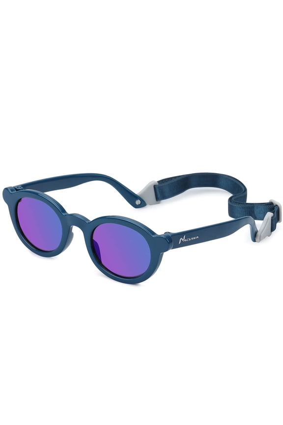 Baby Sunglasses - 100% UV Proof Sunglasses for Baby, Toddler, Kids - Ages 0-2 Years - Case and Pouch included (DarkBlue)
