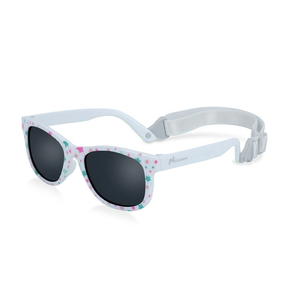 Nacuwa Baby Sunglasses Star Pattern Flexible and Unbreakable TPE Frame Plastic Lens, White