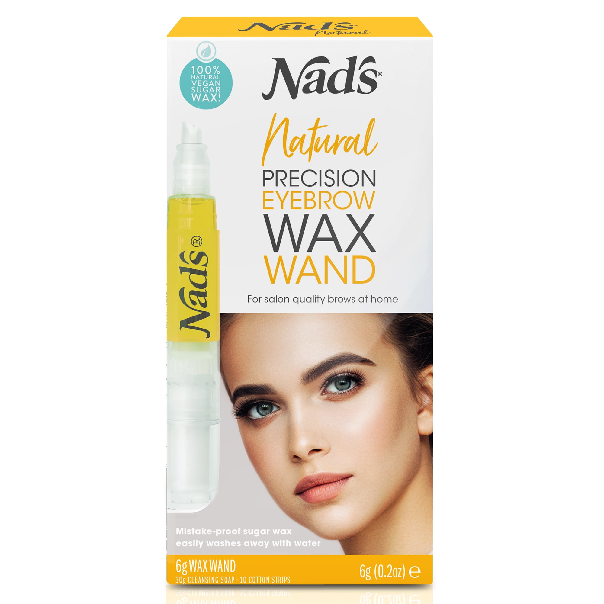Nad's Natural Precision Eyebrow Wax Wand, Eyebrow Wax Kit,  Vegan No-heat Formula, 6g (0.2oz)