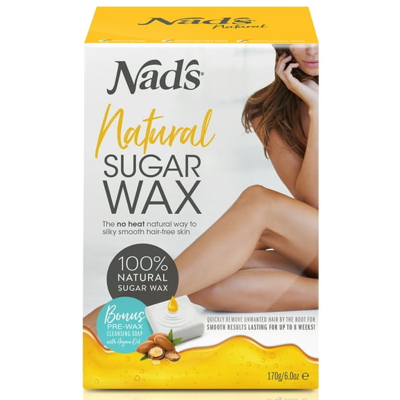 Nad's Natural Sugar Wax Waxing Kit for Full-Body Hair Removal, 6oz, Vegan, Hypoallergenic, No-heat