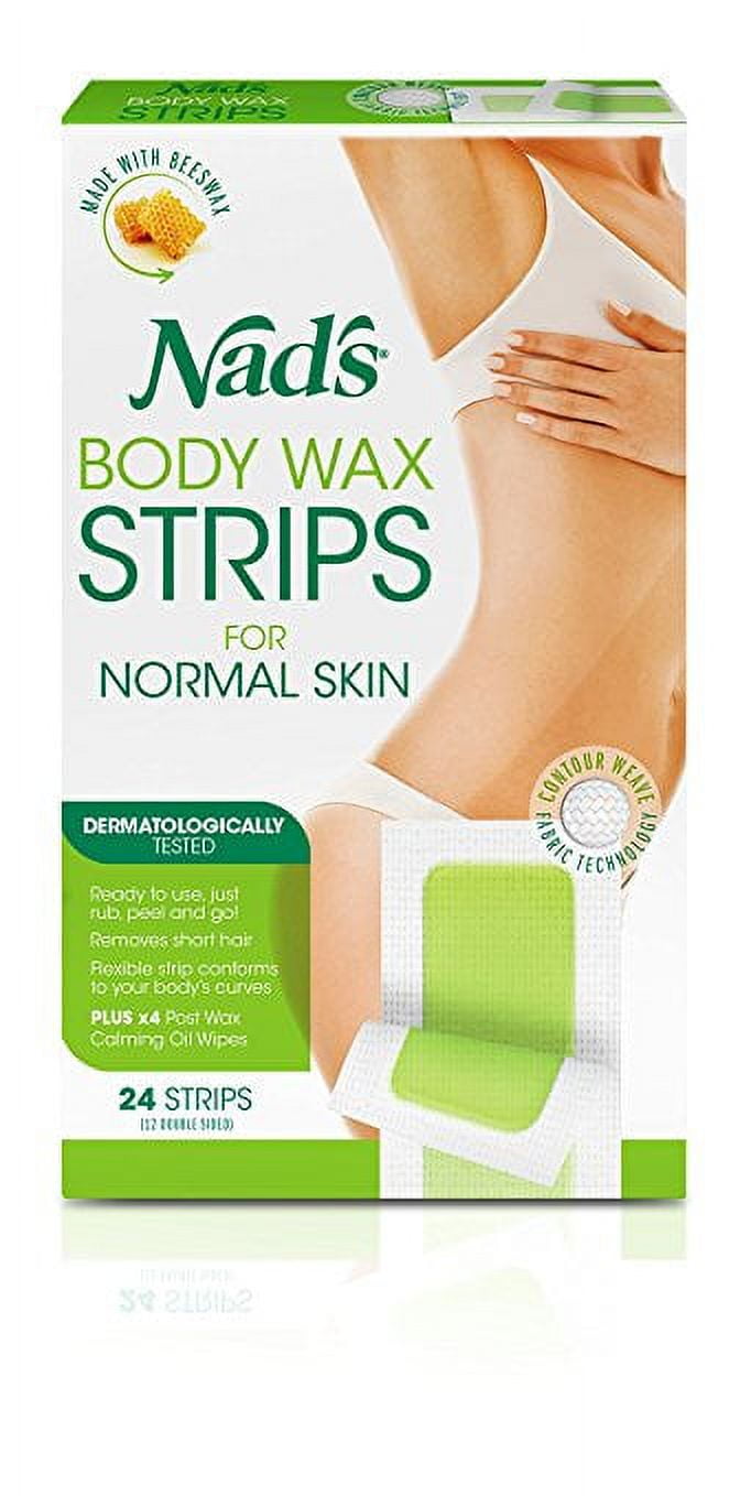 Nad's Body Wax Strips for Normal Skin, Leg & Bikini Hair Remover, 24 Ct