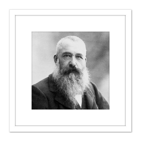 Nadar Portrait Impressionist Artist Claude Monet Photo 8X8 Inch Square Wooden Framed Wall Art Print Picture with Mount
