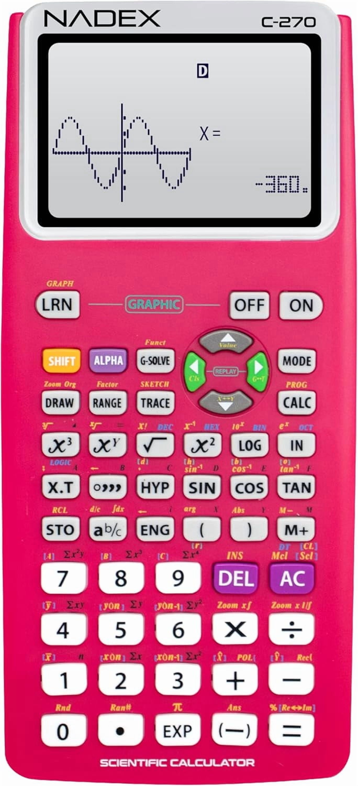 Nadex Coins C-270 Scientific Graphing Calculator for High School and College, Battery Powered, Pink, NXTE-1703